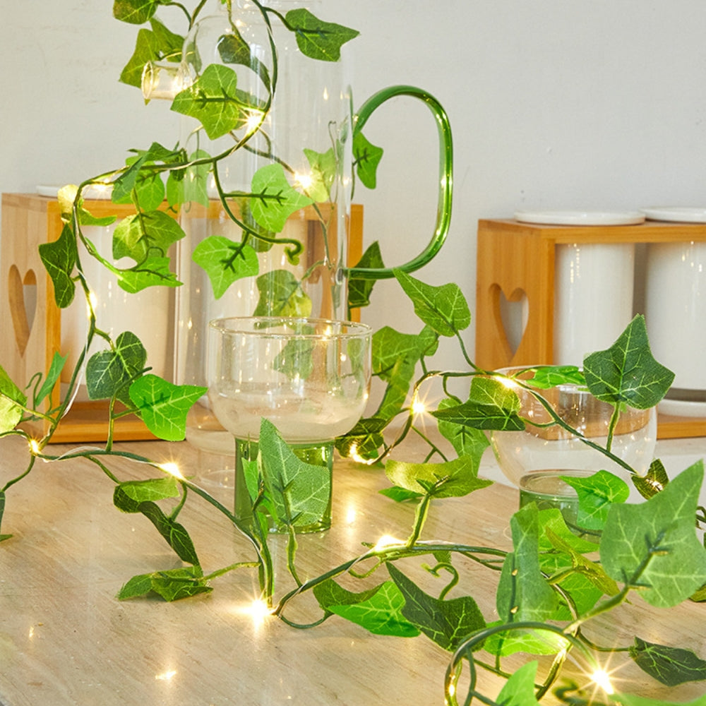 Decorative LED Lighted Silk Green Leaf